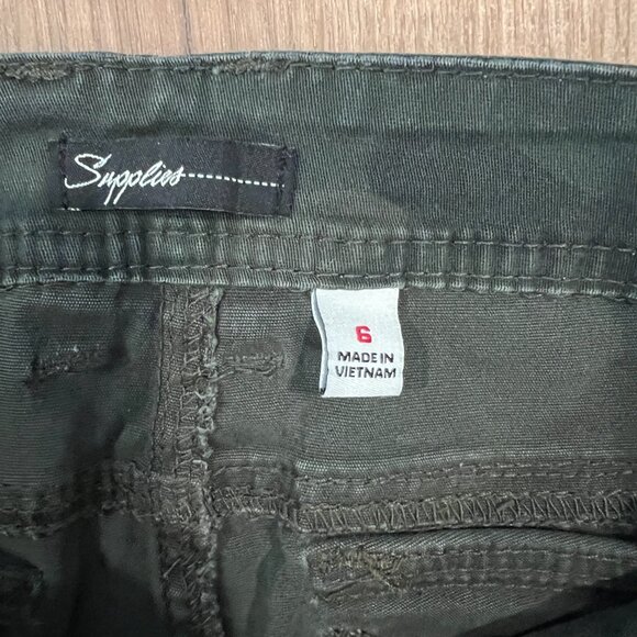Supplies Green Skinny Camo Jeans Gold Zipper Pockets Size 6 - Picture 7 of 10